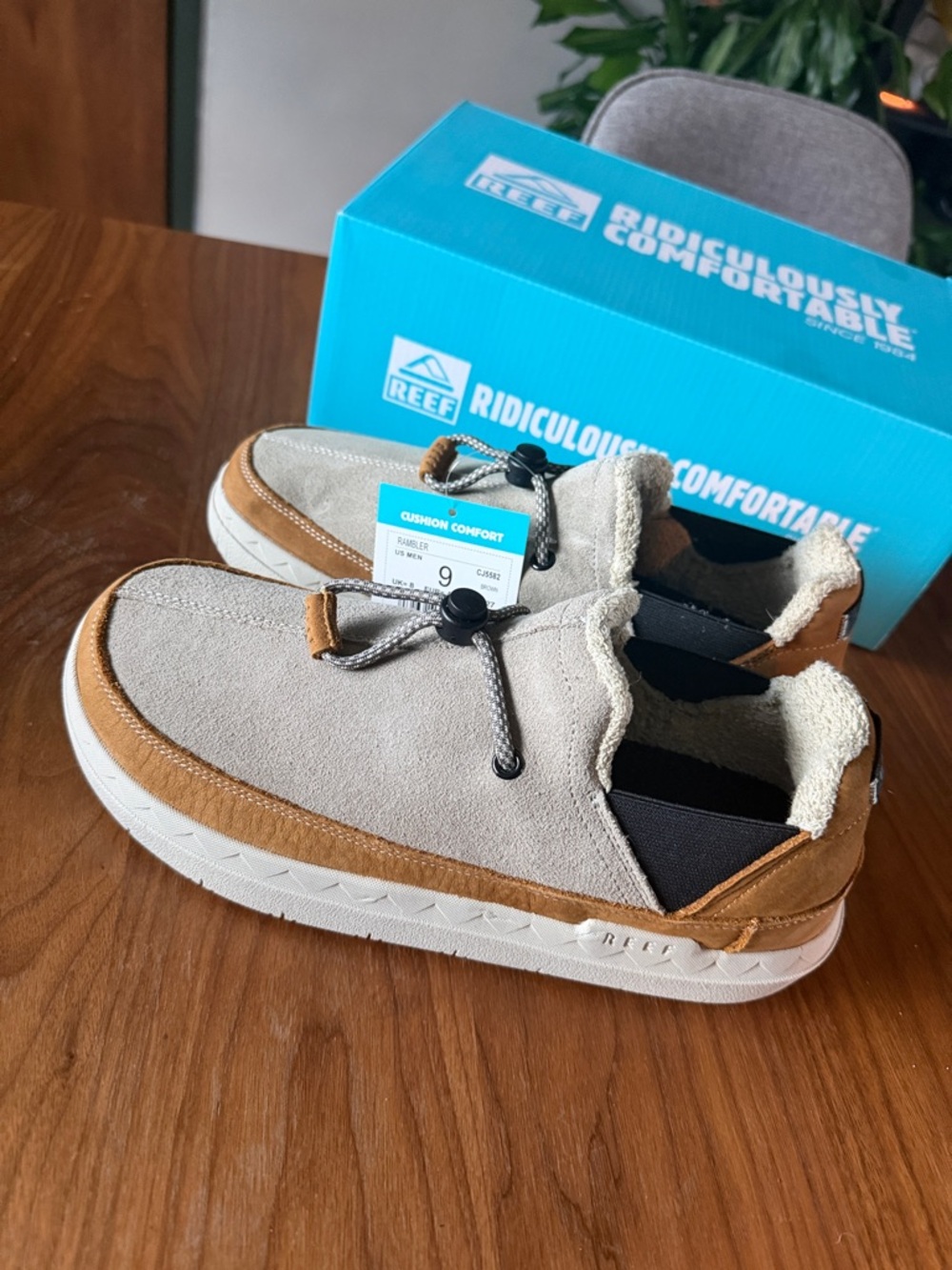 Reef Rambler Beige and Brown Slip-On Lightweight Slip Ons with Toggle
